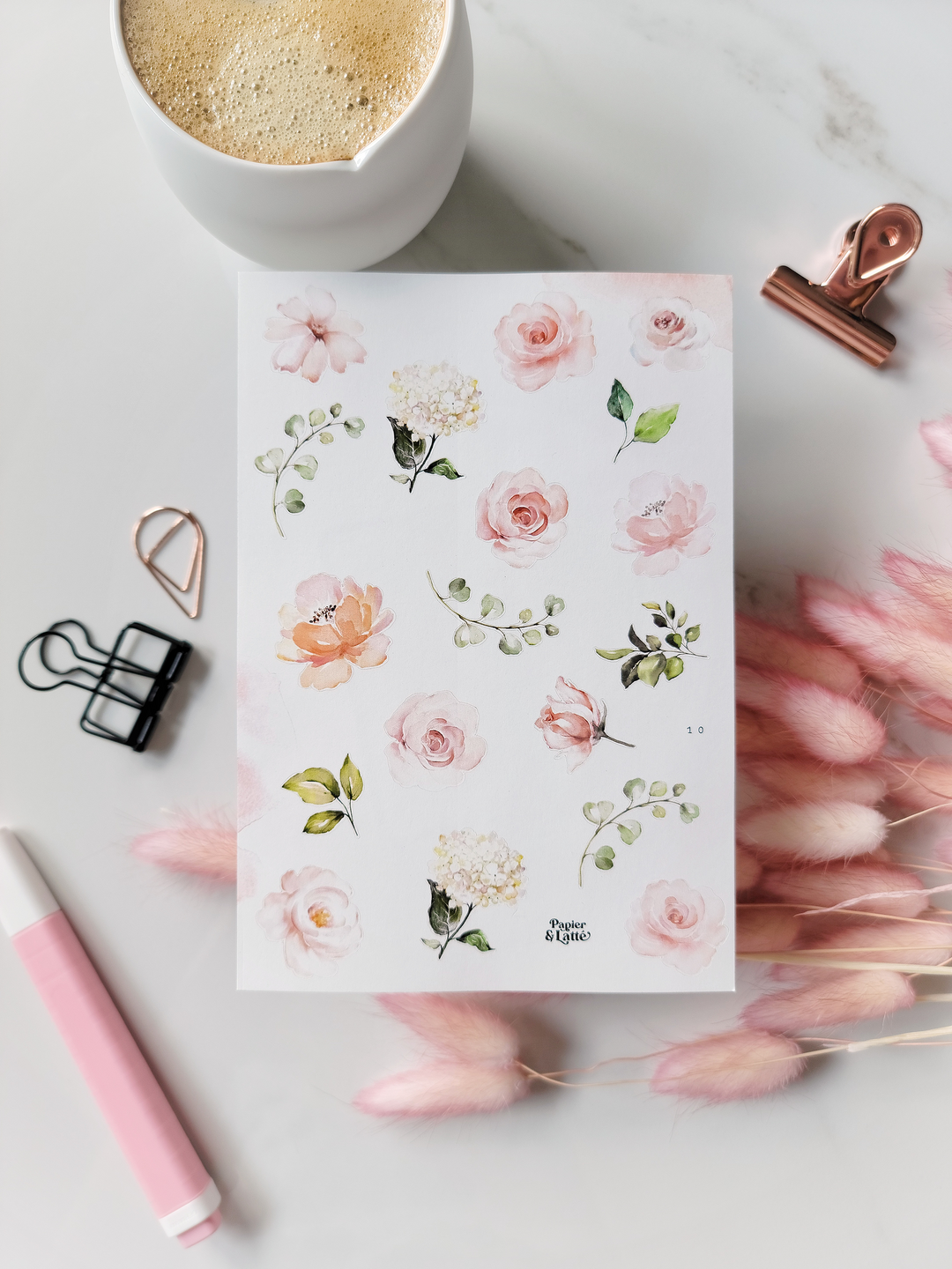 Autocollants - 10.Fleurs roses / Stickers